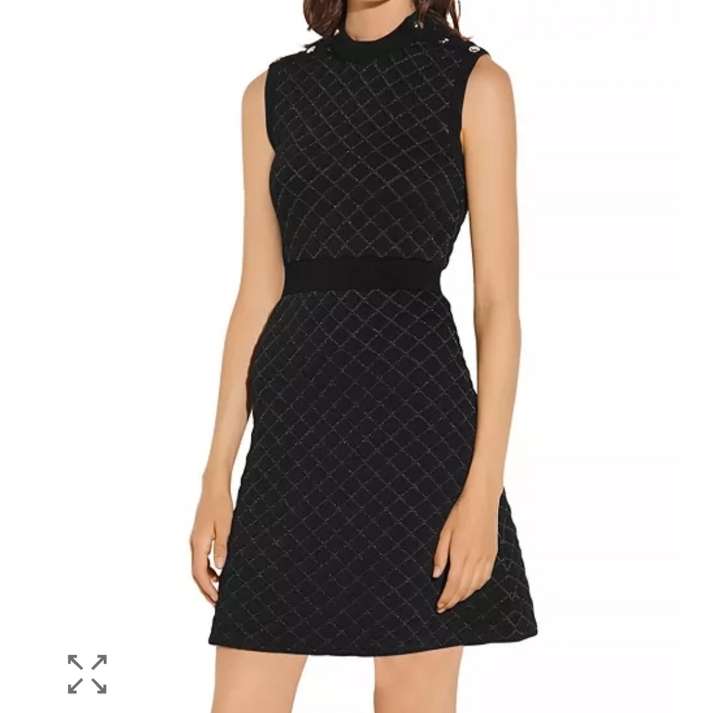 Sandro Paris Black Many Quilted Sleeveless Fit & Flare Mini Dress Size 36 / US 4